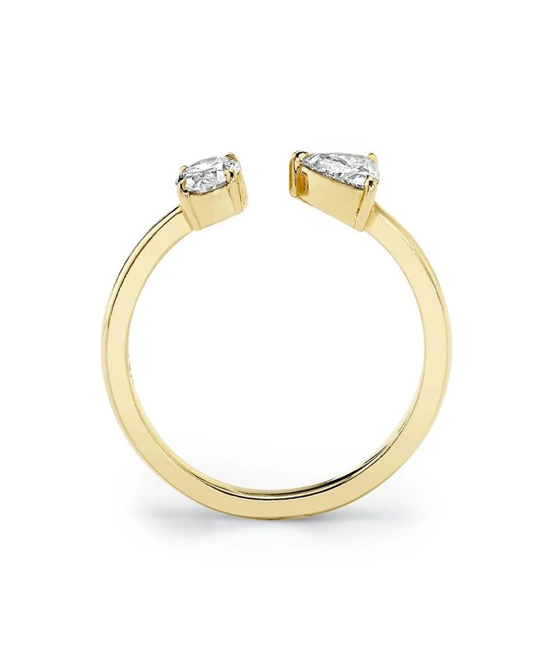Mixed Lab-Grown Diamond Cuff Ring in 14K Yellow Gold, .50ctw Oval & Trillion Lab Grown Diamonds