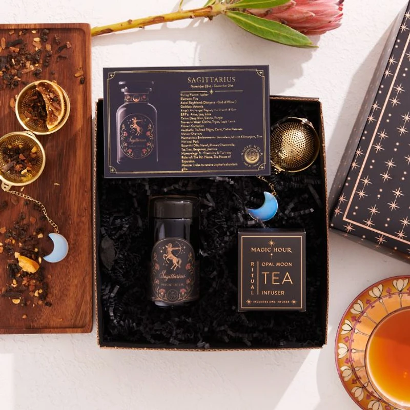 Astrology Minded Mini Gift Set with Opal Moon Strainer, Sagittarius