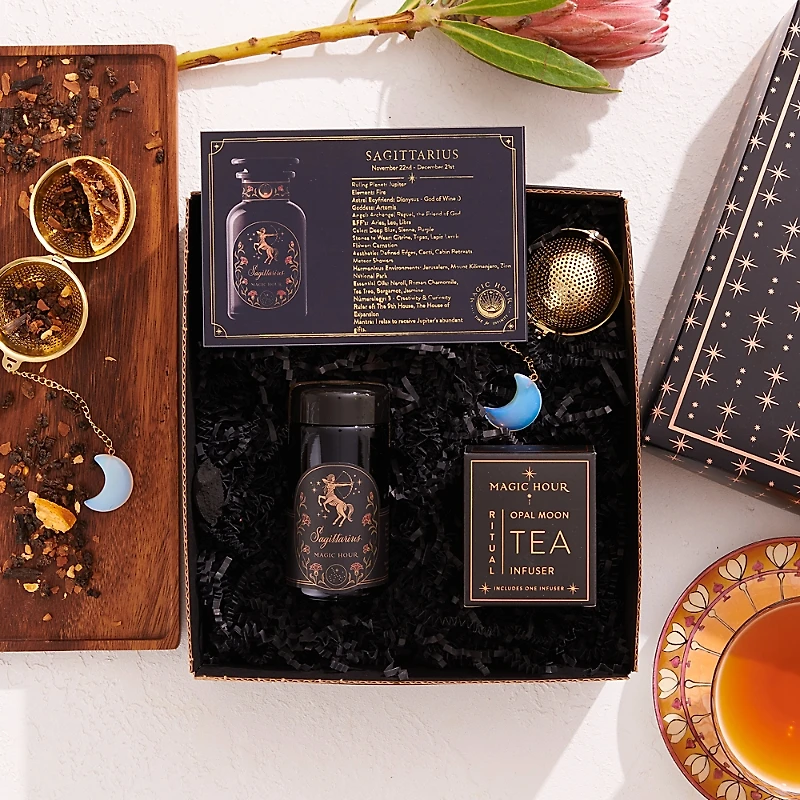 Magic Hour Astrology Minded Mini Gift Set with Opal Moon Strainer, Sagittarius