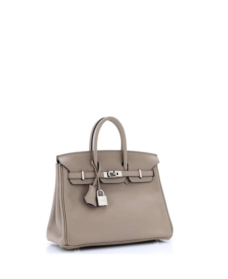 Birkin 25 Handbag Grey Swift with Palladium Hardware