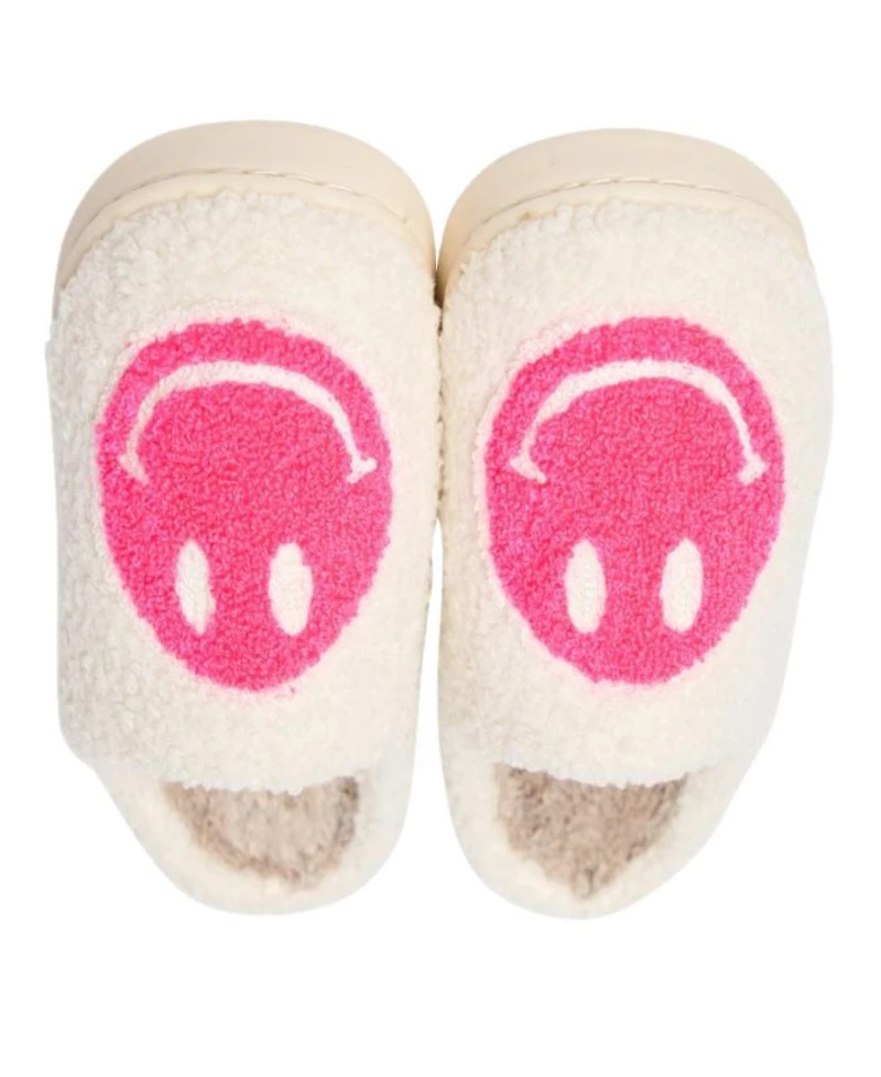Girls' Plush Happy Face Slippers - Little Kid