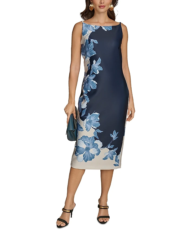 Donna Karan Boat Neck Sleeveless Midi Dress