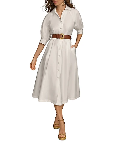 Donna Karan Belted A Line Midi Satin Dress