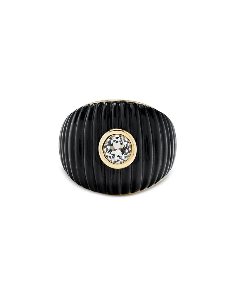 9K Yellow Gold Onyx & White Topaz Maxi Ring