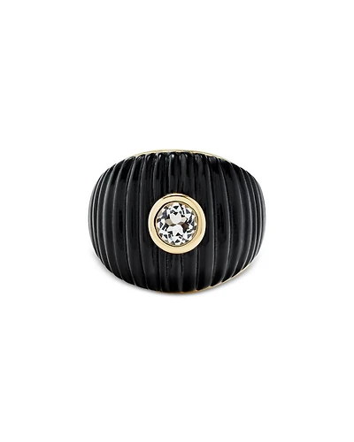 9K Yellow Gold Onyx & White Topaz Maxi Ring