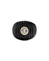 9K Yellow Gold Onyx & White Topaz Maxi Ring