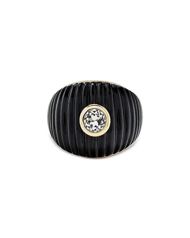 Yvonne Leon 9K Yellow Gold Onyx & White Topaz Maxi Ring
