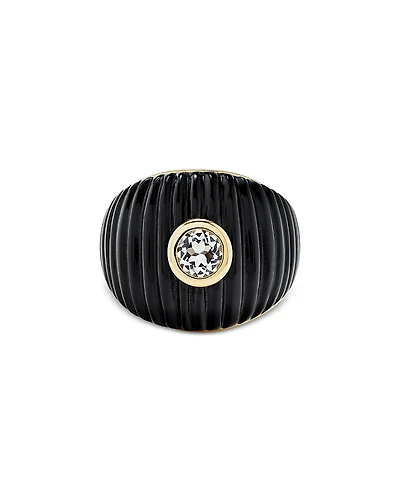 Yvonne Leon 9K Yellow Gold Onyx & White Topaz Maxi Ring