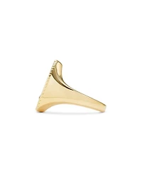 9K Yellow Gold Diamond & Mother of Pearl Pear Signet Ring