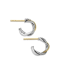 Petite Infinity Huggie Hoop Earrings in Sterling Silver with 14K Yellow Gold