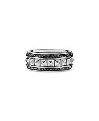 Men's Sterling Silver Pyramid Band with Black Diamonds