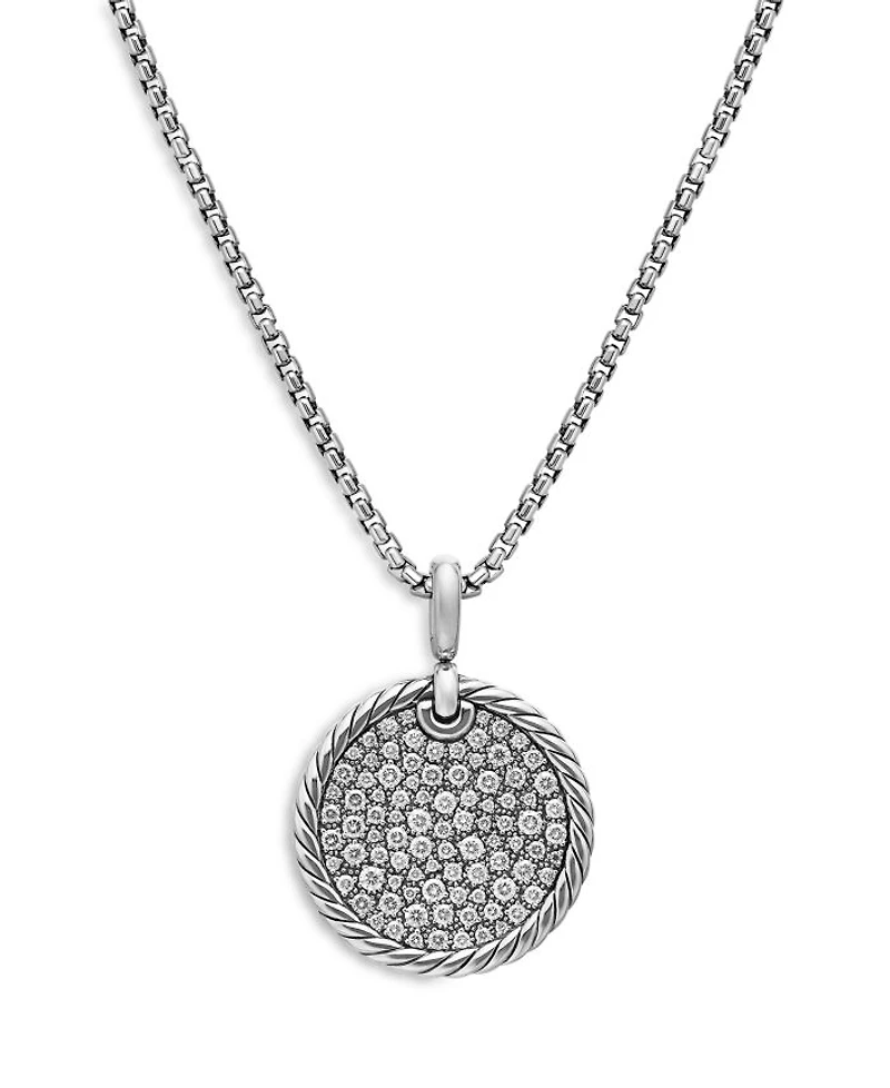 Sterling Silver Elements® Diamond Pavé Disc Pendant