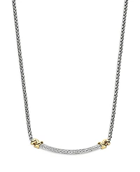 David Yurman Sterling Silver Petite Helena Station Necklace with 18K Yellow Gold & Diamonds, 17