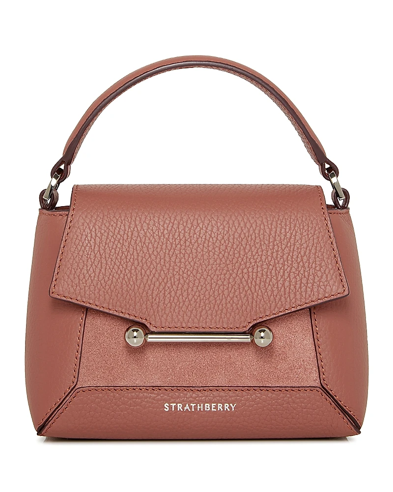 Strathberry Mosaic Nano Leather & Suede Top Handle Bag