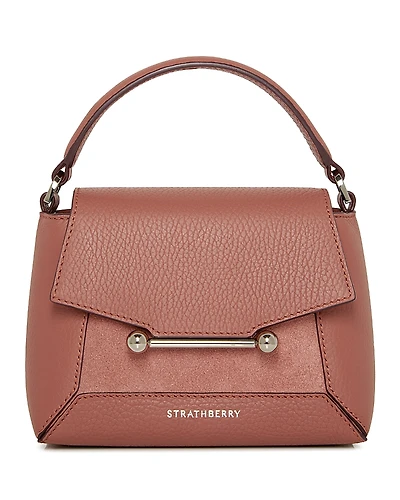 Strathberry Mosaic Nano Leather & Suede Top Handle Bag