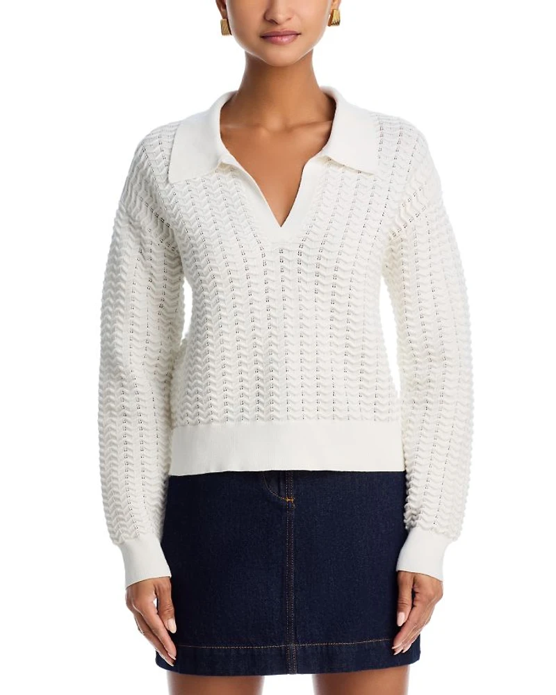 Mozart Scallop Stitch Polo Sweater
