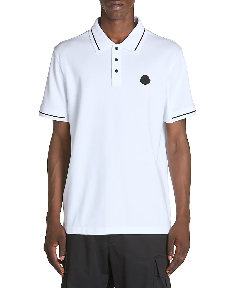 Moncler Cotton Logo Patch Tipped Polo Shirt
