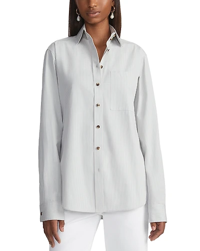 Lafayette 148 New York Striped Button Front Shirt