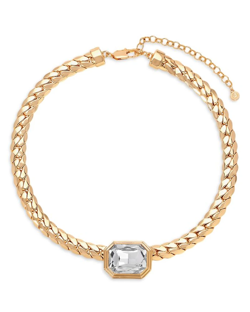 Stone Deco Statement Necklace, 15"-18"