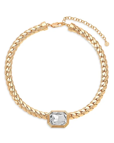 Stone Deco Statement Necklace, 15"-18"