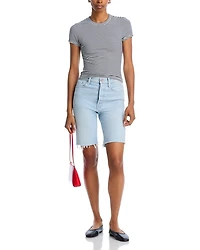 Rider High Rise Denim Bermuda Shorts Cowabunga