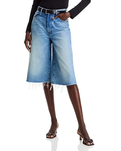 The Whole Fray Denim Culotte Shorts Wipeout