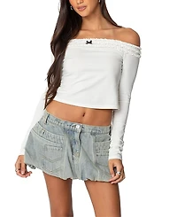 Edikted Gia Ruffled Off Shoulder Top