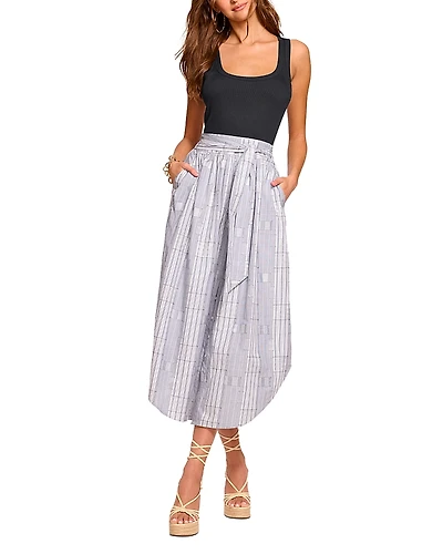 Ramy Brook Aralyn Mixed Media Tie Waist Midi Dress