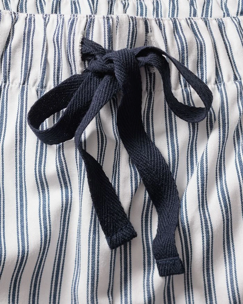 Brushed Cotton Twill Ticking Stripe Short Pajama Set