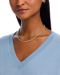 Diamond Crown Set Tennis Necklace 14K Yellow Gold and White Gold, 10.0 tcw