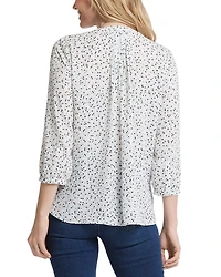 Three Quarter Sleeve Printed Pintucked Back Blouse