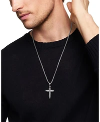 Chevron Sculpted Cross Pendant with Pavé Black Diamonds