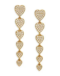 Real Love Pavé Heart Linear Drop Earrings in 18K Gold Plated