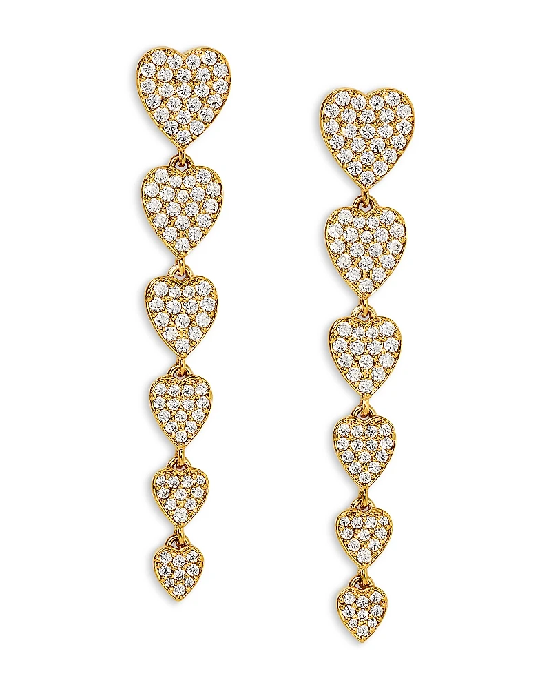 Nadri Real Love Pave Heart Linear Drop Earrings