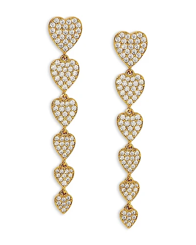 Nadri Real Love Pave Heart Linear Drop Earrings