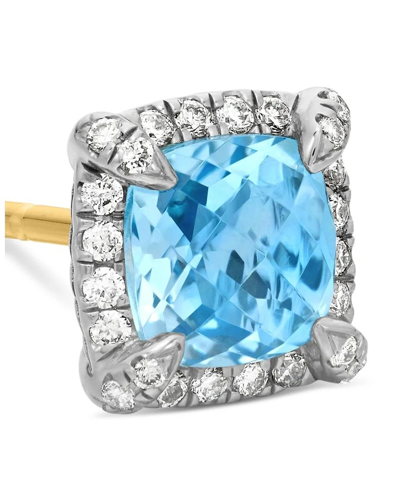 Sterling Silver Chateline Gemstones & Diamond Stud Earrings - Exclusive