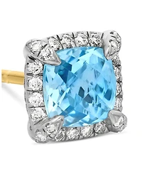 Sterling Silver Chateline Gemstones & Diamond Stud Earrings - Exclusive