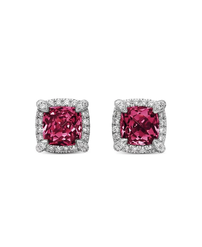Sterling Silver Chatelaine Garnet Stud Earrings with Diamonds - Exclusive