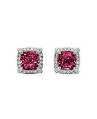 Sterling Silver Chatelaine Garnet Stud Earrings with Diamonds - Exclusive