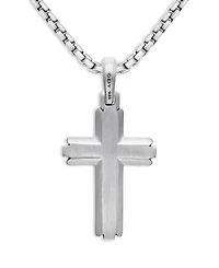 Men's Deco Cross Pendant in Sterling Silver with Diamonds