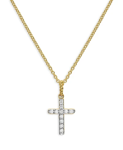David Yurman Cable Collectibles Cross Necklace with Diamonds