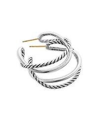 Crossover Hoop Earrings in Sterling Silver, 33.7mm