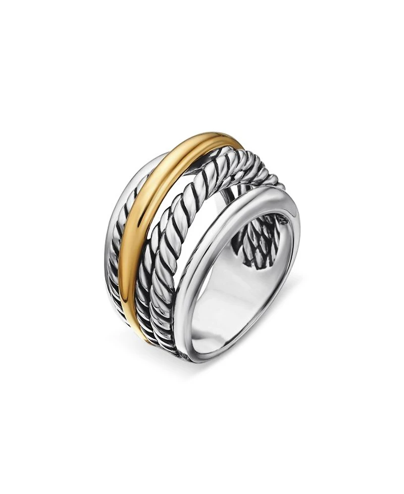 Crossover Narrow Ring with Gold