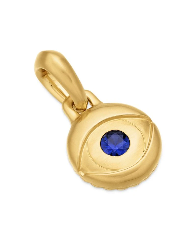 Men's 18K Yellow Gold Blue Evil Eye Amulet Pendant