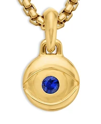 Men's 18K Yellow Gold Blue Evil Eye Amulet Pendant