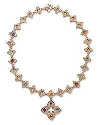Roberto Coin 18K Rose Gold Venetian Princess Carnival Multi Gemstone & Diamond Flower Pendant Statement Necklace, 17