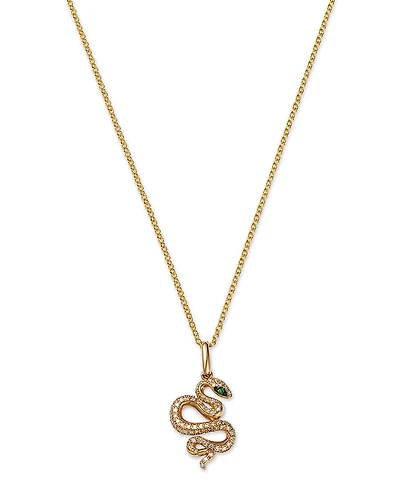Bloomingdale's Fine Collection Tsavorite & Diamond Snake Pendant Necklace