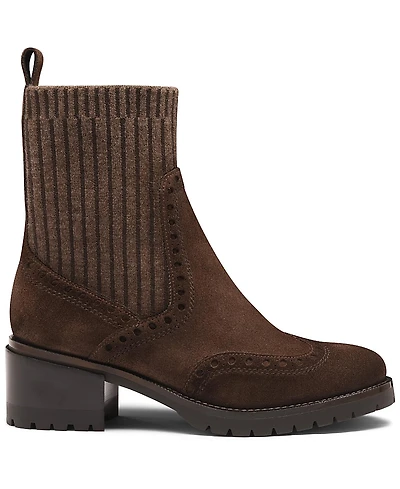 Santoni Women's Ferret Suede Low-Heel Ankle Bootie