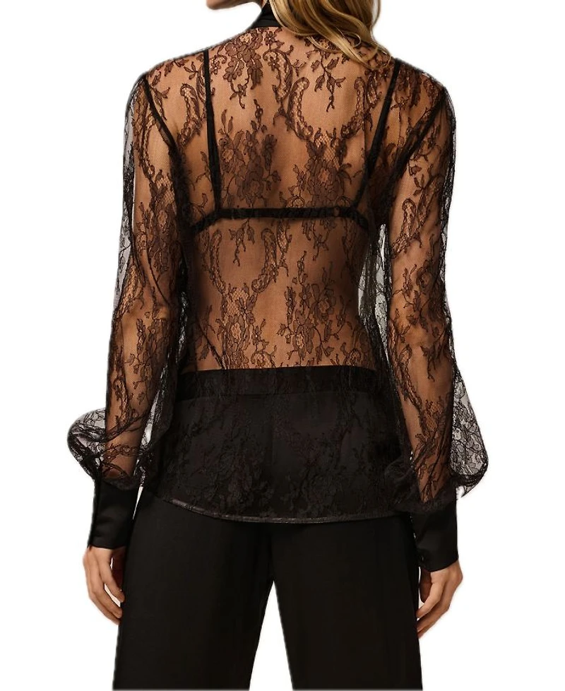 All Over Lace Pussy Bow Blouse