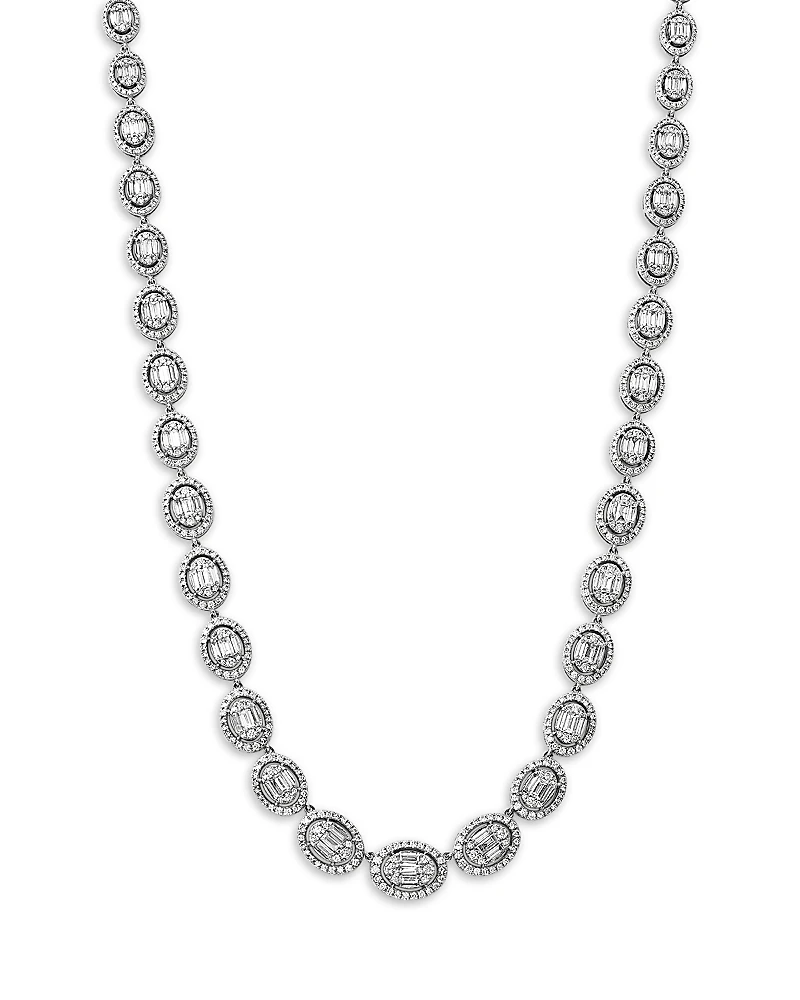 Bloomingdale's Fine Collection Diamond Oval Mosaic Tennis Necklace